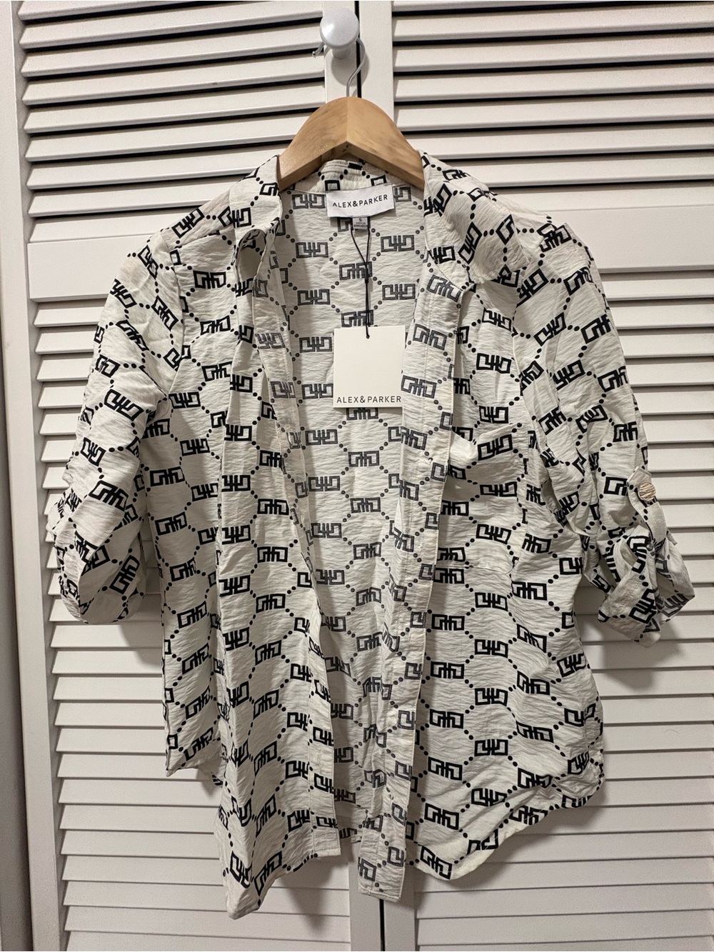 White Patterned Open Shirt